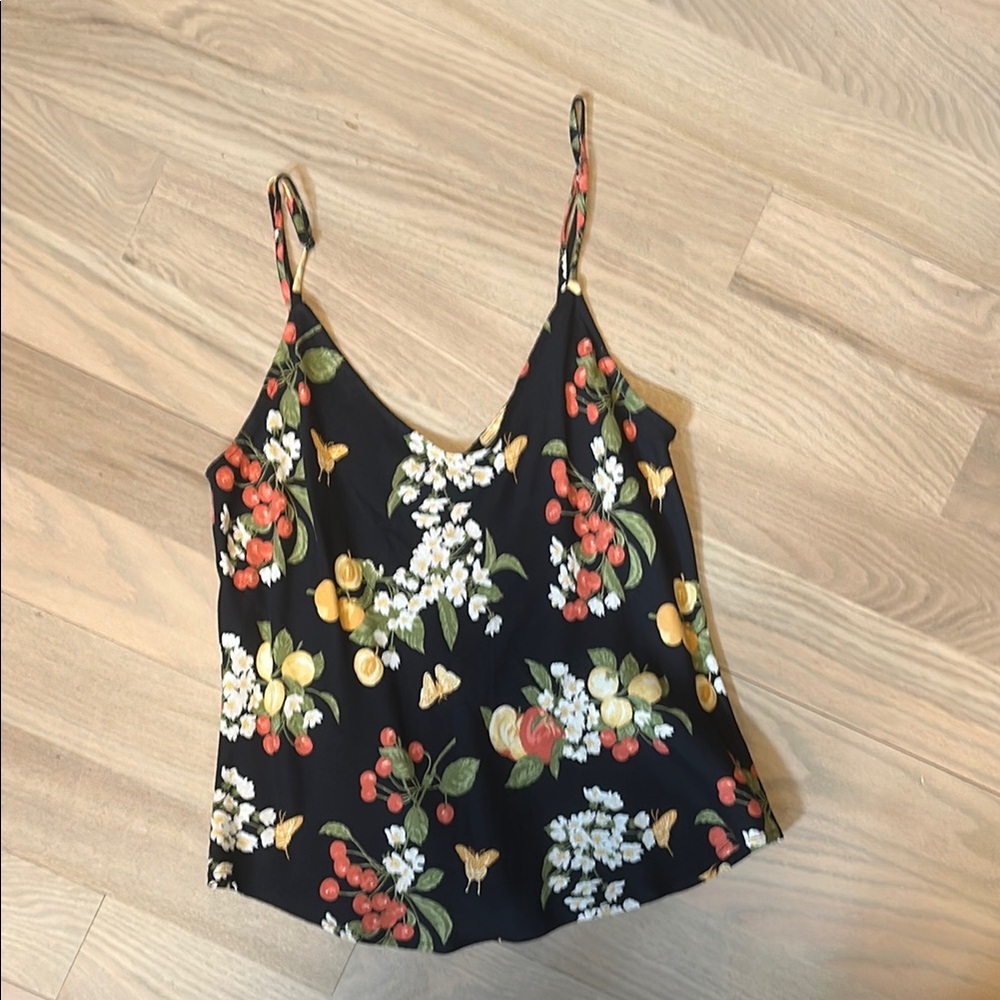 Reformation Floral Black Camisole Top